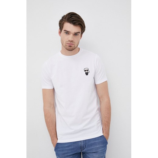 Karl Lagerfeld t-shirt męski kolor biały z aplikacją Karl Lagerfeld XL ANSWEAR.com