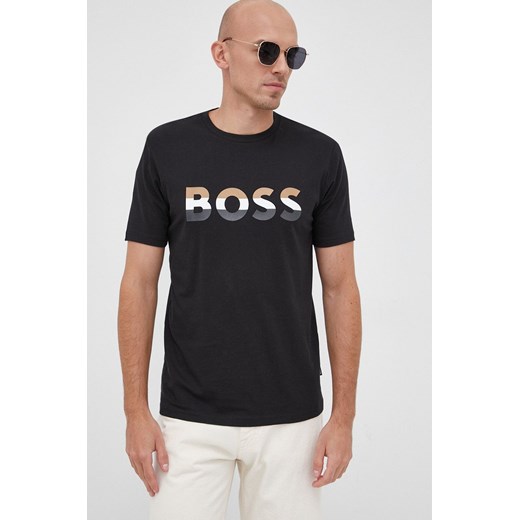 Boss t-shirt męski kolor czarny z nadrukiem XXL ANSWEAR.com