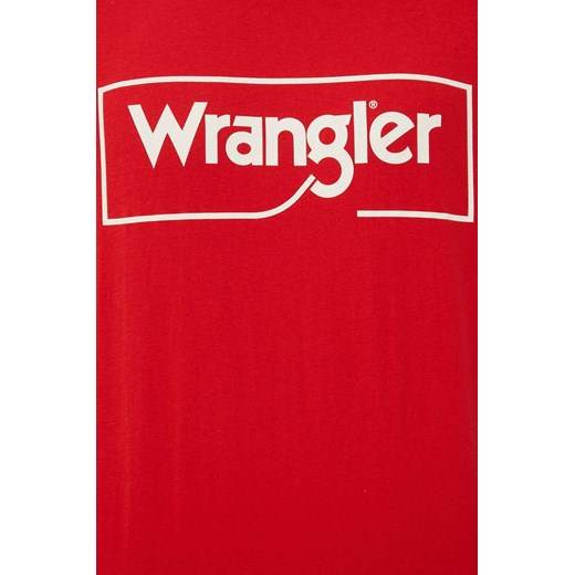 Wrangler t-shirt bawełniany kolor czerwony z nadrukiem Wrangler L ANSWEAR.com