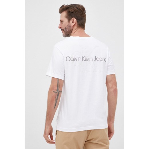 Calvin Klein Jeans t-shirt bawełniany kolor biały z aplikacją L ANSWEAR.com