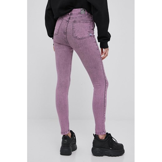 LaBellaMafia jeansy damskie kolor różowy high waist Labellamafia M wyprzedaż ANSWEAR.com