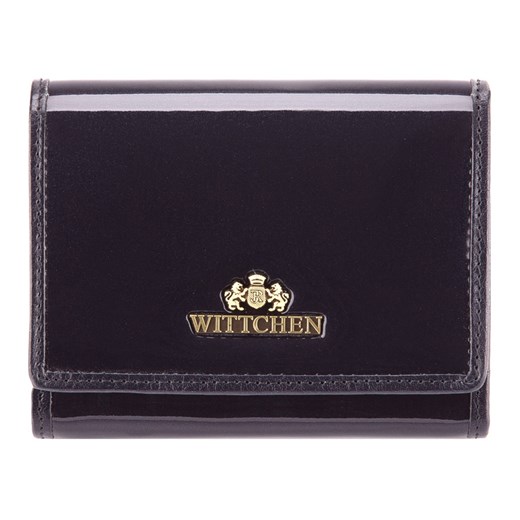 Damski portfel ze skóry lakierowany średni granatowy ze sklepu WITTCHEN w kategorii Portfele damskie - zdjęcie 135131027