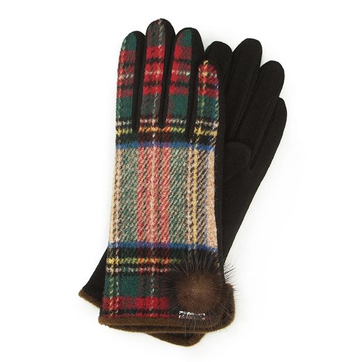 Damskie rękawiczki w kratę do smartfona ze sklepu WITTCHEN w kategorii Rękawiczki damskie - zdjęcie 135131435
