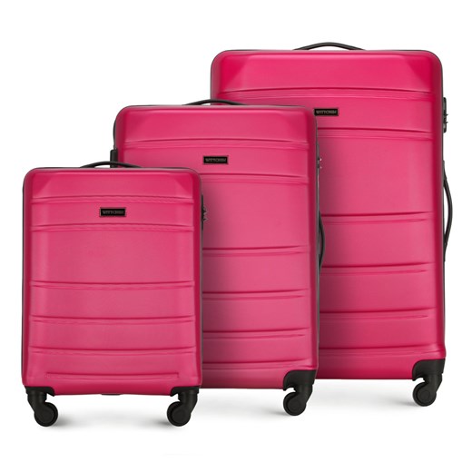 Zestaw walizek z ABS-u żłobionych różowy ze sklepu WITTCHEN w kategorii Walizki - zdjęcie 135132326