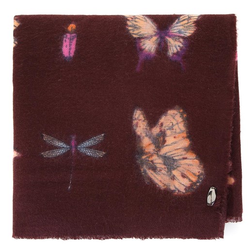 Damski szal we wzór motyli brązowy ze sklepu WITTCHEN w kategorii Szaliki i chusty damskie - zdjęcie 135132825