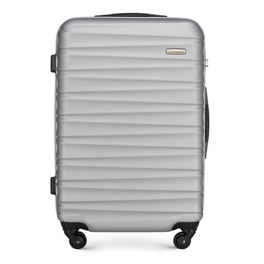Średnia walizka z ABS-u z żebrowaniem szara ze sklepu WITTCHEN w kategorii Walizki - zdjęcie 135140836