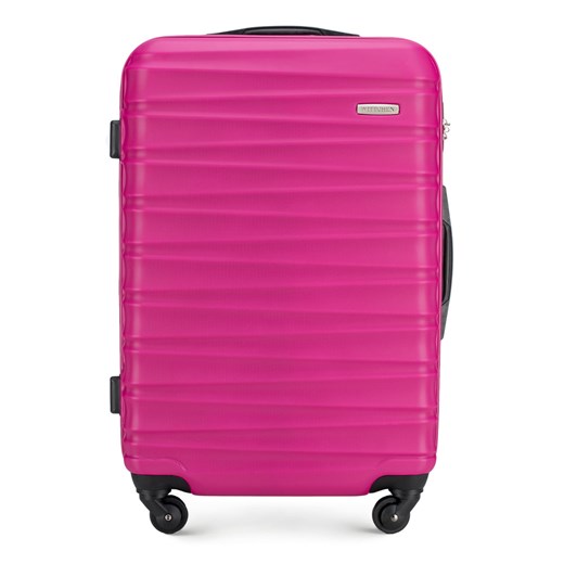 Średnia walizka z ABS-u z żebrowaniem różowa ze sklepu WITTCHEN w kategorii Walizki - zdjęcie 135140837
