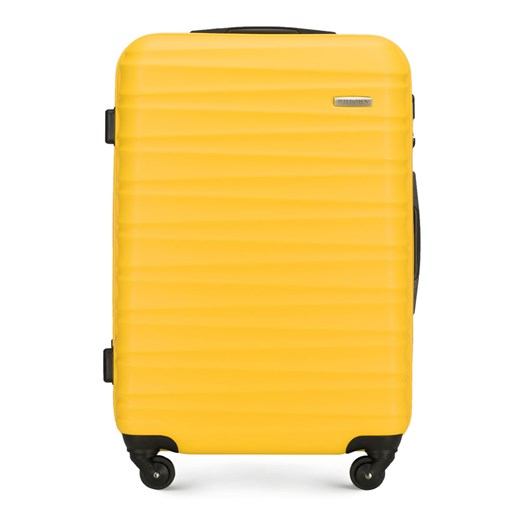 Średnia walizka z ABS-u z żebrowaniem żółta ze sklepu WITTCHEN w kategorii Walizki - zdjęcie 135140838