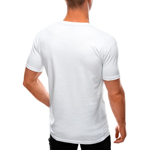 T-shirt męski z nadrukiem 1569S - biały Edoti.com L Edoti.com