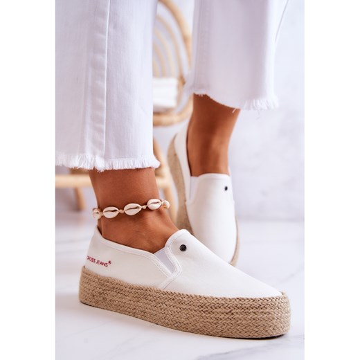 Damskie Espadryle Na Platformie Cross Jeans JJ2R4013C Białe Cross Jeans 37 okazyjna cena ButyModne.pl
