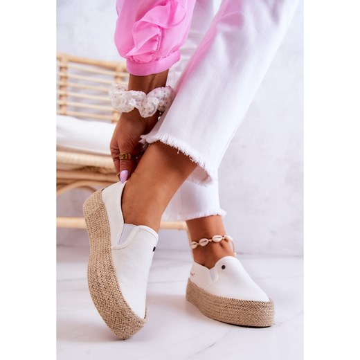 Damskie Espadryle Na Platformie Cross Jeans JJ2R4013C Białe Cross Jeans 40 ButyModne.pl okazja