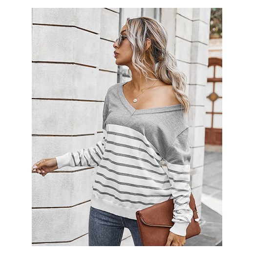 Sweter w kolorze jasnoszaro-białym Tina M okazyjna cena Limango Polska