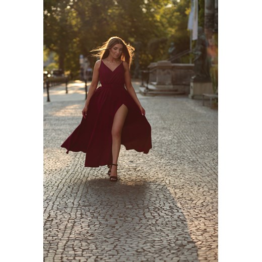 Sukienka maxi burgundowa M/L M/L Klenzis