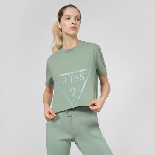 Damski t-shirt z nadrukiem GUESS ADELE CROP T-SHIRT Guess M Sportstylestory.com promocja