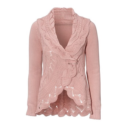 Sweter przydymiony róż halens-pl bezowy abstrakcyjne wzory