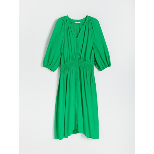 Reserved - Sukienka z wiskozy midi - Zielony Reserved XXL Reserved
