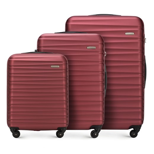 Zestaw walizek z ABS-u z żebrowaniem bordowy ze sklepu WITTCHEN w kategorii Walizki - zdjęcie 135237468