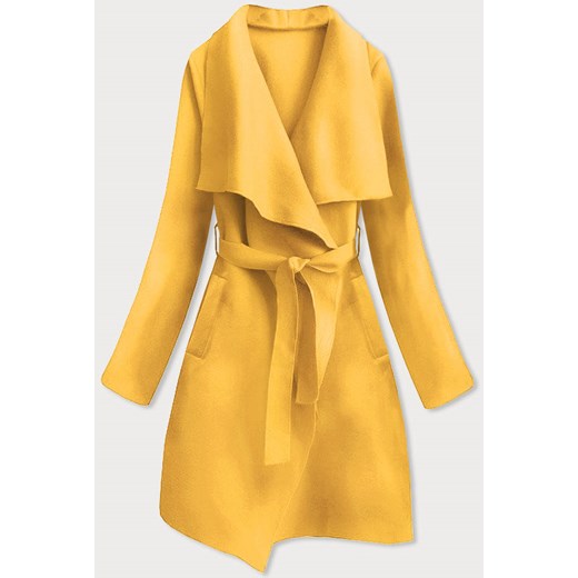 Minimalistyczny płaszcz damski żółty (747ART) ze sklepu goodlookin.pl w kategorii Płaszcze damskie - zdjęcie 135238105