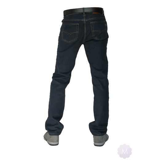 Elastyczne męskie spodnie jeansy granatowe mercerie-pl czarny elastyczne