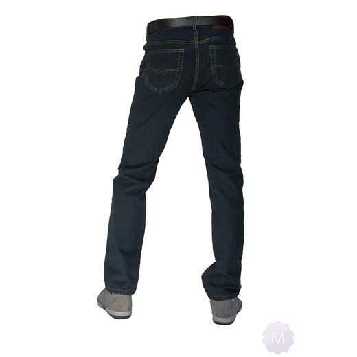Elastyczne męskie spodnie jeansy granatowe długość 34 mercerie-pl czarny grube