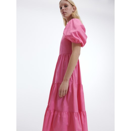 Reserved - Bawełniana sukienka z falbanami - Różowy Reserved M Reserved