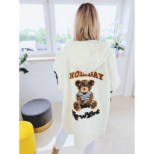 Płaszcz Alpaka Teddy Holiday Ecru Maxi Madelinefashion OS madelinefashion.pl