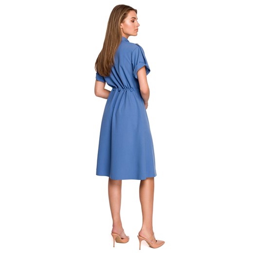 S298 Sukienka z kieszeniami i wiązaniem - niebieska Stylove XL (42) Świat Bielizny
