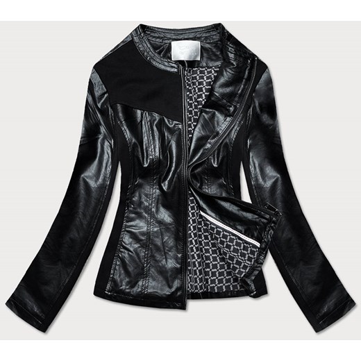 Taliowana kurtka damska z łączonych materiałów czarna (752art) ze sklepu goodlookin.pl w kategorii Kurtki damskie - zdjęcie 135339346