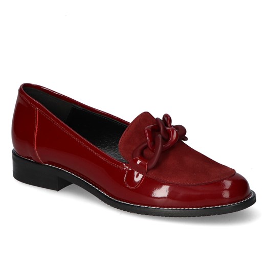 Mokasyny Laura Messi 2382/633-331 Czerwone Lakier ze sklepu Arturo-obuwie w kategorii Mokasyny damskie - zdjęcie 135341515