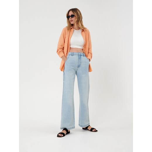 Sinsay - Jeansy wide leg high waist - Niebieski Sinsay 42 Sinsay