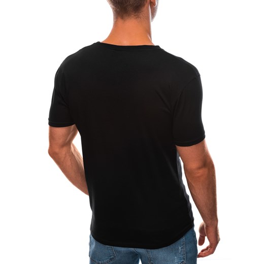 T-shirt męski z nadrukiem 1596S - czarny Edoti.com XL Edoti.com