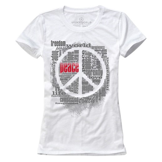 T-shirt damski UNDERWORLD Peace biały ze sklepu morillo w kategorii Bluzki damskie - zdjęcie 135446466