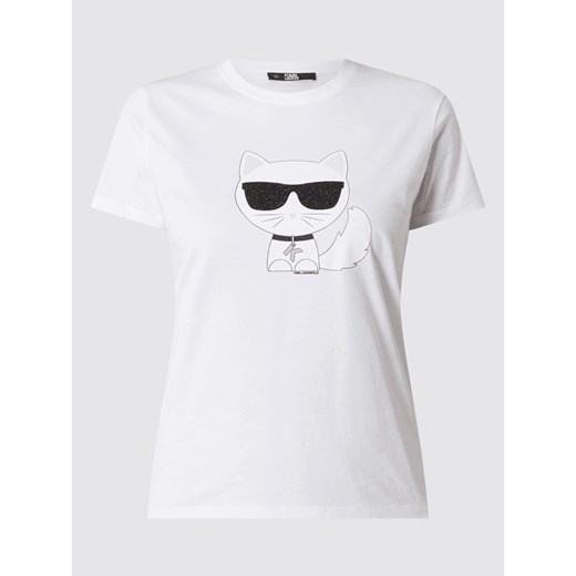 T-shirt z bawełny ekologicznej model ‘Ikonik Choupette’ Karl Lagerfeld XL Peek&Cloppenburg 