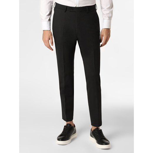 Finshley & Harding London Męskie spodnie od garnituru modułowego Mężczyźni Slim Fit Sztuczne włókno czarny jednolity ze sklepu vangraaf w kategorii Spodnie męskie - zdjęcie 135478318