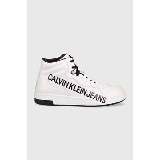 Calvin Klein Jeans sneakersy skórzane kolor biały 43 ANSWEAR.com
