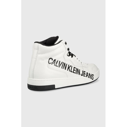 Calvin Klein Jeans sneakersy skórzane kolor biały 42 ANSWEAR.com