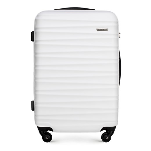 Średnia walizka z ABS-u z żebrowaniem biała ze sklepu WITTCHEN w kategorii Walizki - zdjęcie 135484136