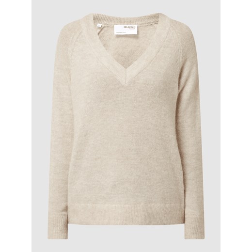 Sweter z dodatkiem wełny z alpaki model ‘Lulu’ Selected Femme L okazyjna cena Peek&Cloppenburg 