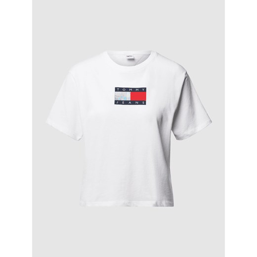 T-shirt z bawełny ekologicznej z nadrukiem z logo Tommy Jeans L promocyjna cena Peek&Cloppenburg 