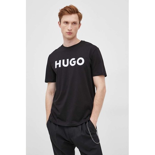 HUGO t-shirt męski kolor czarny z nadrukiem M ANSWEAR.com