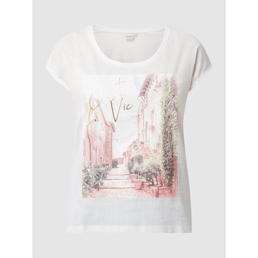 T-shirt z napisem model ‘Karina’ Cream S Peek&Cloppenburg 
