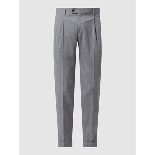 Spodnie z zakładkami w pasie o kroju slim fit z żywej wełny model ‘Tarmac’ Hiltl 50 Peek&Cloppenburg 