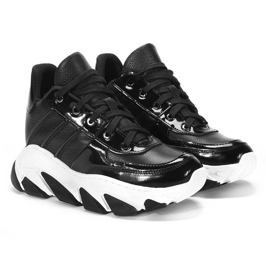 Czarne sneakersy damskie CLEO ze sklepu Domenoshoes w kategorii Buty sportowe damskie - zdjęcie 135630566
