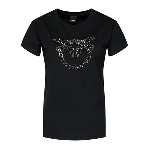 PINKO luksusowy damski t-shirt koszulka BLACK Pinko S wyprzedaż EITALIA