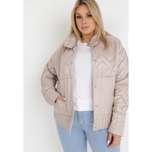 Beżowa Kurtka Dwustronna Hypsora 5XL Born2be Odzież