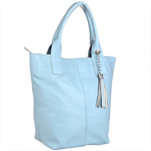 Niebieska błekitna torebka damska shopper skórzana z podszewką ze sklepu melon.pl w kategorii Torby Shopper bag - zdjęcie 135746876