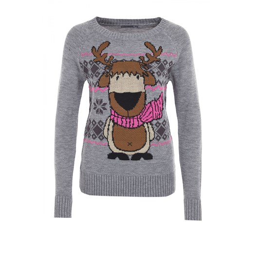 Sweater with reindeer terranova szary sweter