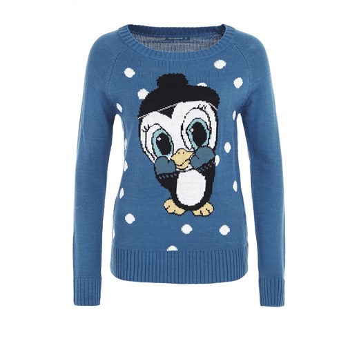 Sweater with penguin terranova niebieski nadruki