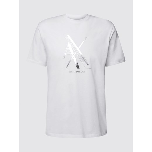T-shirt z nadrukiem z logo z efektem metalicznym Armani Exchange S Peek&Cloppenburg 