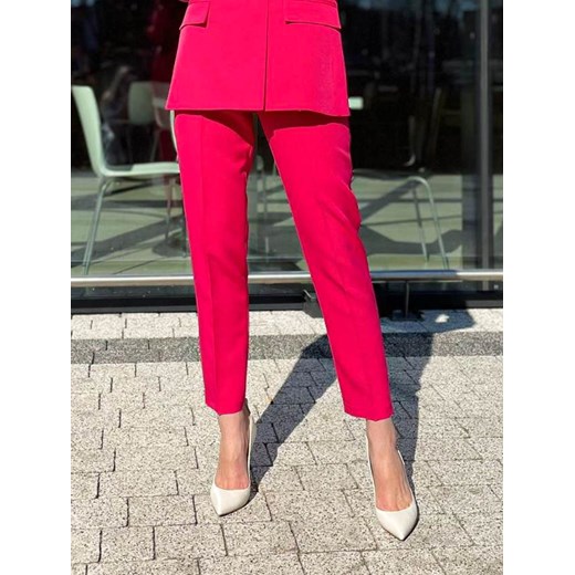 Spodnie neonowy róż eleganckie garniturowe z prostą nogawką polska produkcja S (36) Perfe.pl